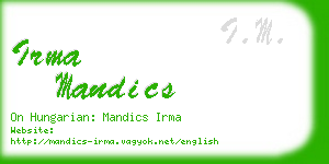 irma mandics business card